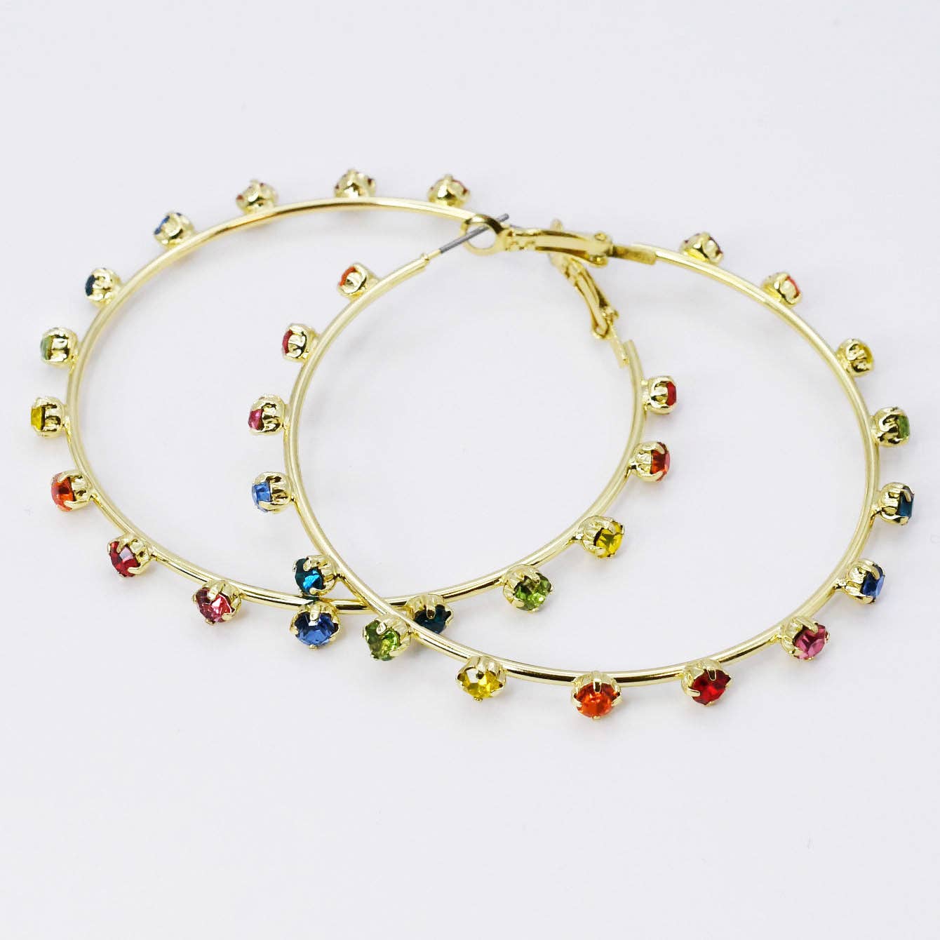 Rainbow Gem Hoop Earrings
