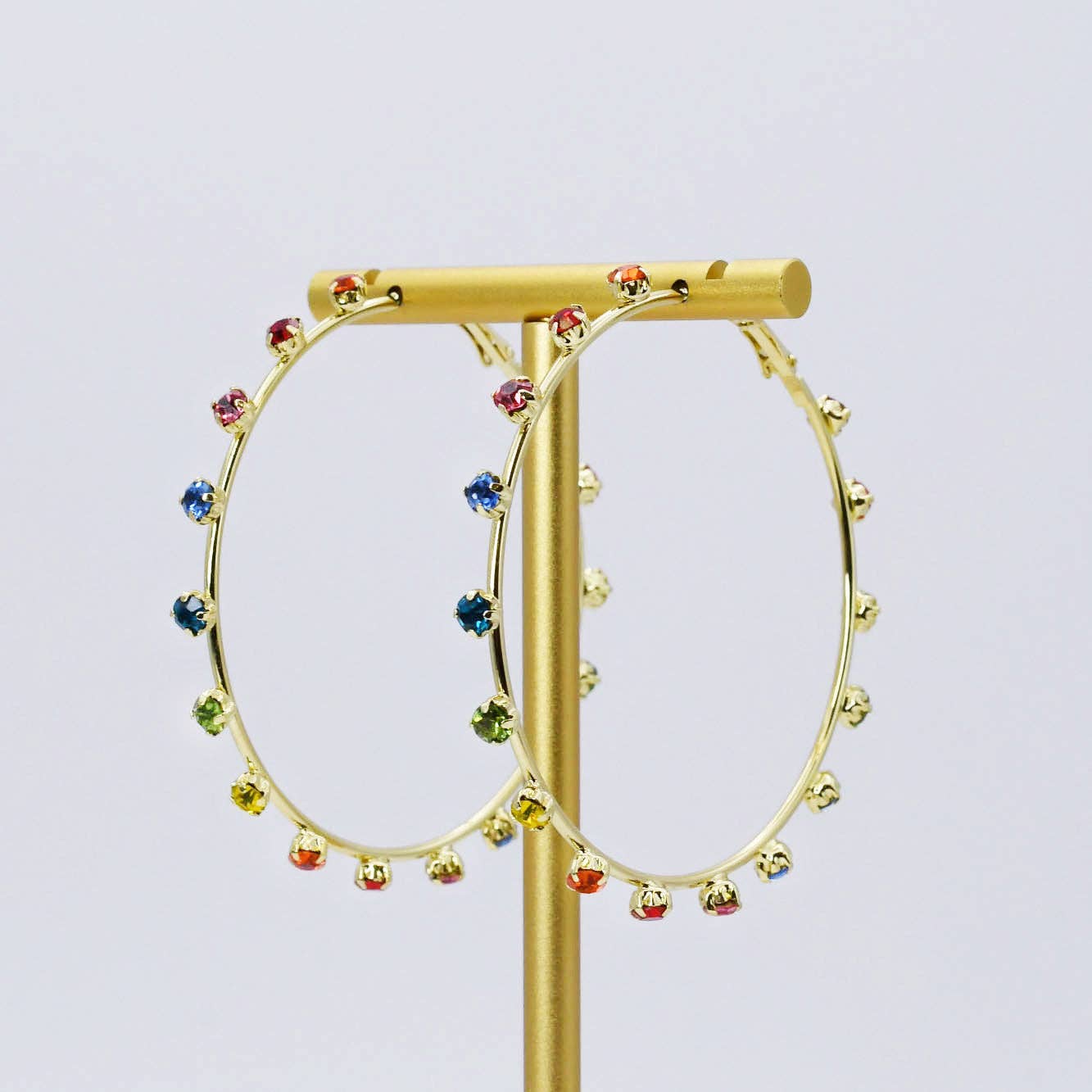 Rainbow Gem Hoop Earrings